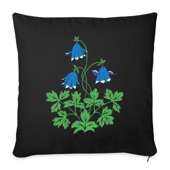 Columbine en bleu et vert - Coussin et housse de 45 x 45 cm - noir - Devant