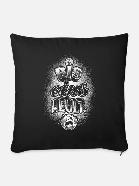 Handlettering „Bis eins heult“ - Sofakissen mit Füllung 45 x 45 cm - Schwarz