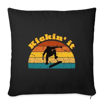 Skateboard Skateboarding Retro Sunset - Coussin et housse de 45 x 45 cm - noir - Devant