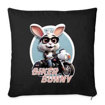 Lapin motard - Coussin et housse de 45 x 45 cm - noir - Devant