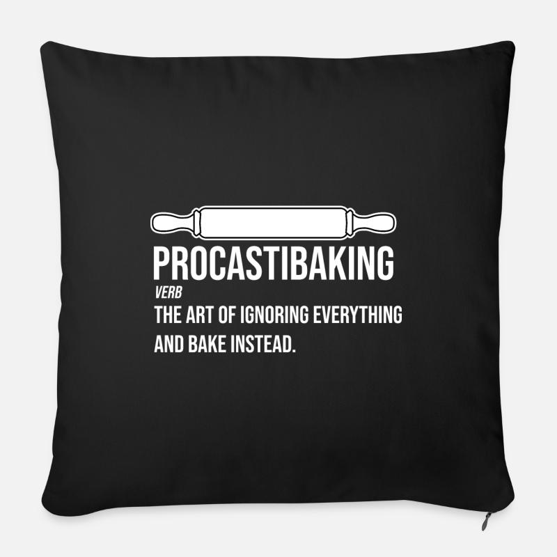 Procastibaking Definition Baker Cookie Baking - Sofa pillow with filling 45cm x 45cm - black