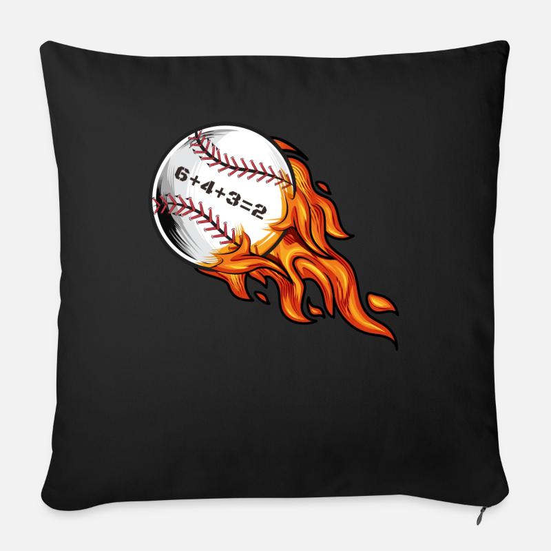 Baseball 6432 Double Play 6+4+3=2 Softball Mathematik - Sofakissen mit Füllung 45 x 45 cm - Schwarz