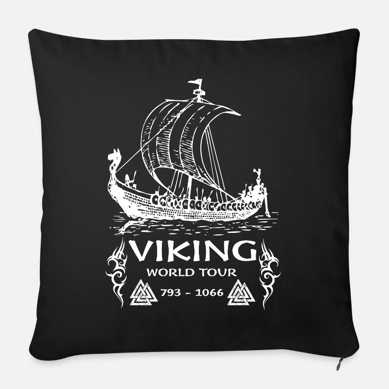 Wikinger Weltreise Schiff Design - Sofakissen mit Füllung 45 x 45 cm - Schwarz