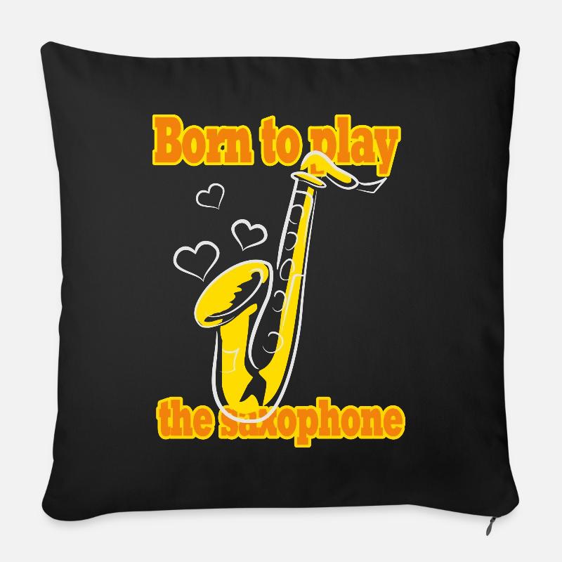 Saxophon musik - Sofakissen mit Füllung 45 x 45 cm - Schwarz