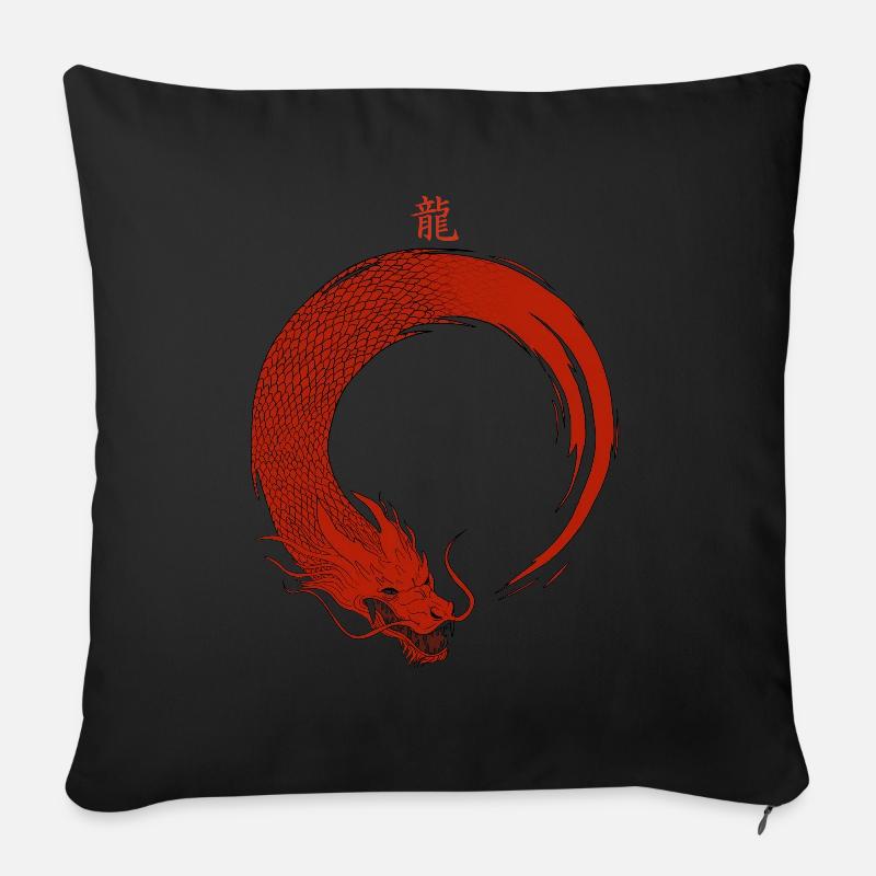 enso Drache - Sofakissen mit Füllung 45 x 45 cm - Schwarz