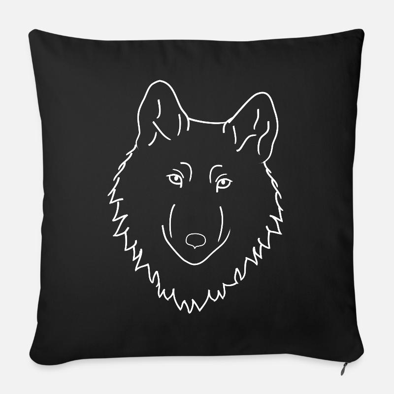 Wolf - weiß - Sofakissen mit Füllung 45 x 45 cm - Schwarz