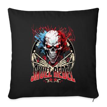 Crâne Crâne Squelette Moto Biker Gang - Coussin et housse de 45 x 45 cm - noir - Devant