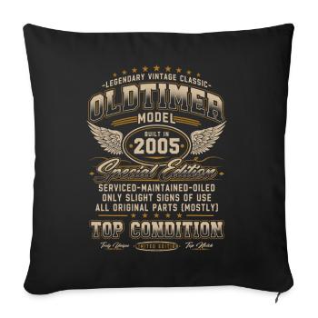 Oldtimer Baujahr 2005 Jahrgang Geburtstag Geschenk - Sofakissen mit Füllung 45 x 45 cm - Schwarz - Vorne