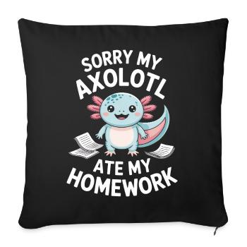 Axolotl Homework Heist - Sofa pillow with filling 45cm x 45cm - black - Front