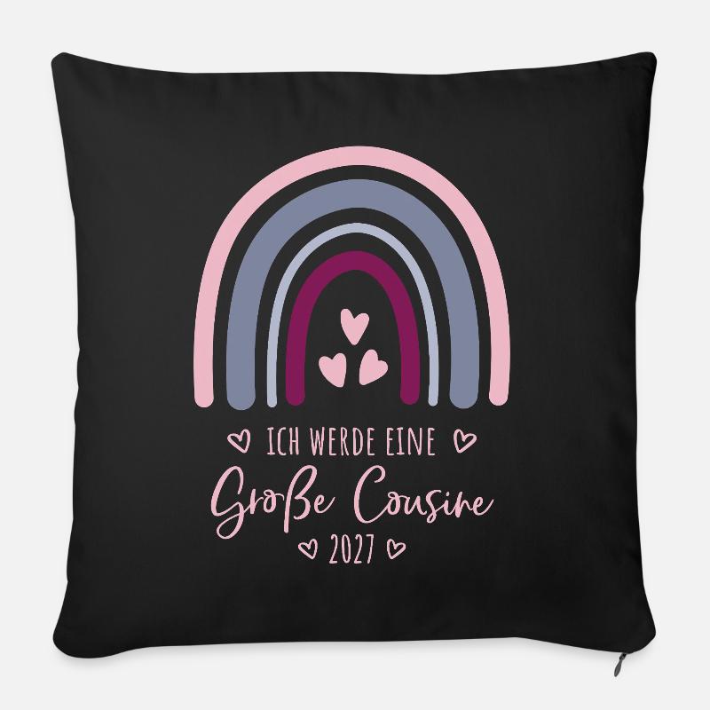 Ich werde eine Große Cousine 2027 Regenbogen  - Sofakissen mit Füllung 45 x 45 cm - Schwarz