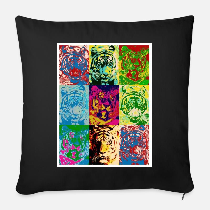 Tiger_4 - Sofakissen mit Füllung 45 x 45 cm - Schwarz