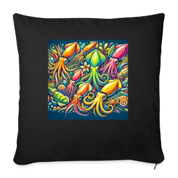 Squid Pattern, Love Ocean Animals - Sofa pillow with filling 45cm x 45cm - black - Front