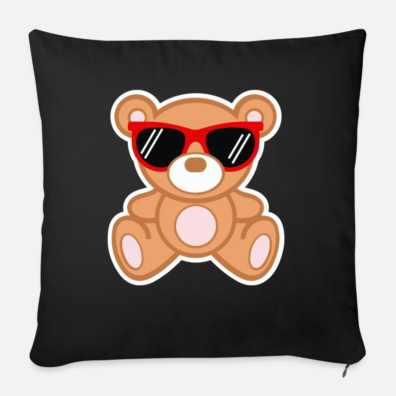 Teddy Cool 😎🐻 - mignon ours en peluche avec des lunettes de soleil - Coussin et housse de 45 x 45 cm - noir