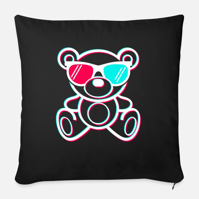 Teddy Bär Tiktok🔴🔵 - Sofakissen mit Füllung 45 x 45 cm - Schwarz