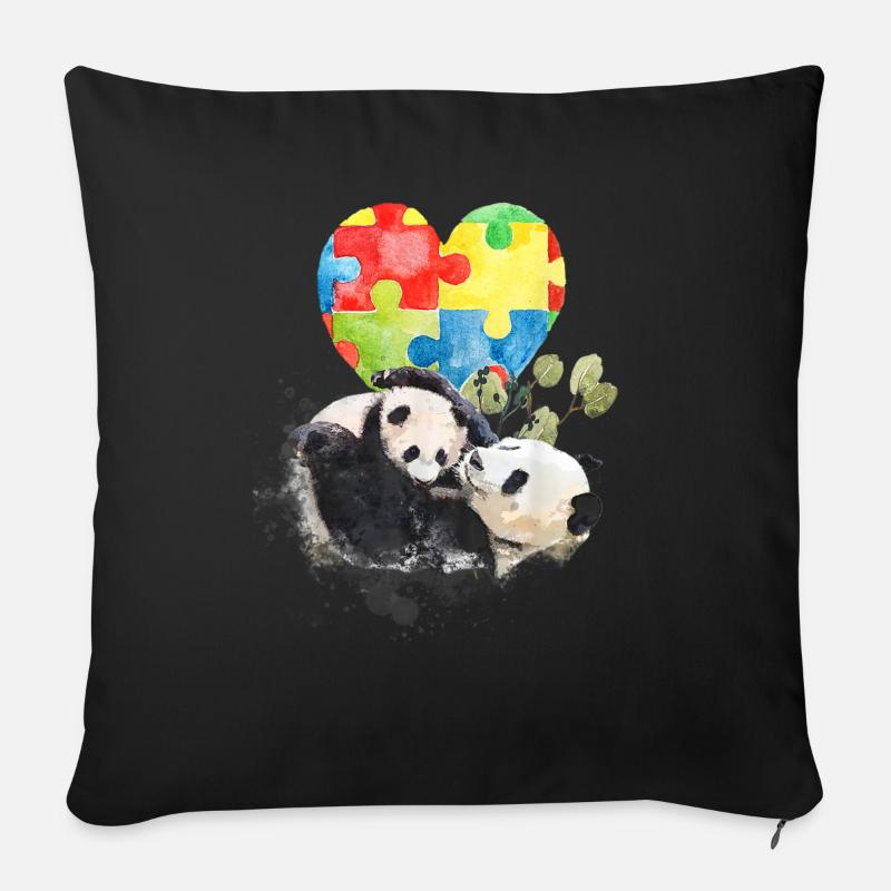 Panda Bunt Autismus Anders sein - Sofakissen mit Füllung 45 x 45 cm - Schwarz