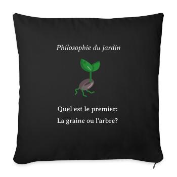 Philosophie du jardin design white words - Sofakissen mit Füllung 45 x 45 cm - Schwarz - Vorne