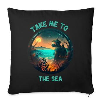 Retro Sunset Take Me to the Sea Diver - Sofa pillow with filling 45cm x 45cm - black - Front