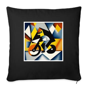 Dog on the bike as art on the T-shirt - Sofa pillow with filling 45cm x 45cm - black - Front