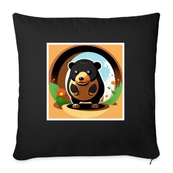 Ein Maulwurf steht vor seiner Höhle - Sofakissen mit Füllung 45 x 45 cm - Schwarz - Vorne