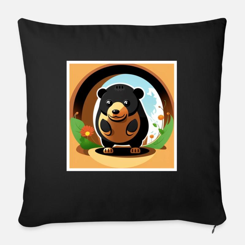 A mole stands in front of his den - Sofa pillow with filling 45cm x 45cm - black