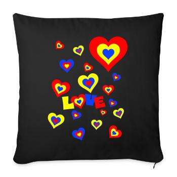 Retro-Herzen – Liebe trifft Nostalgie - Sofakissen mit Füllung 45 x 45 cm - Schwarz - Vorne