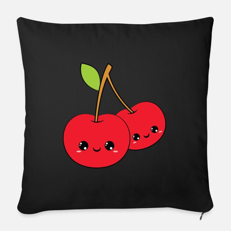 smiling cherry, cerise douce - Coussin et housse de 45 x 45 cm - noir