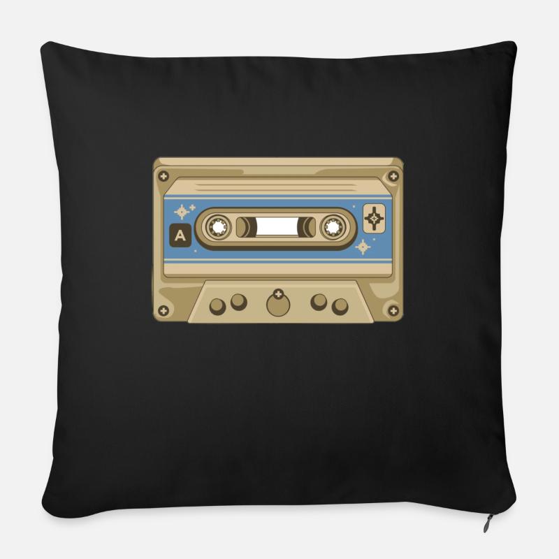 Retro Kassette,Kind der 80 er - Sofakissen mit Füllung 45 x 45 cm - Schwarz