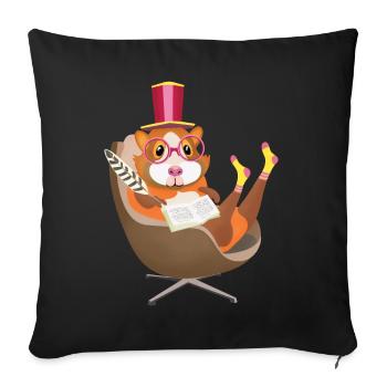hamster writer - Sofa pillow with filling 45cm x 45cm - black - Front