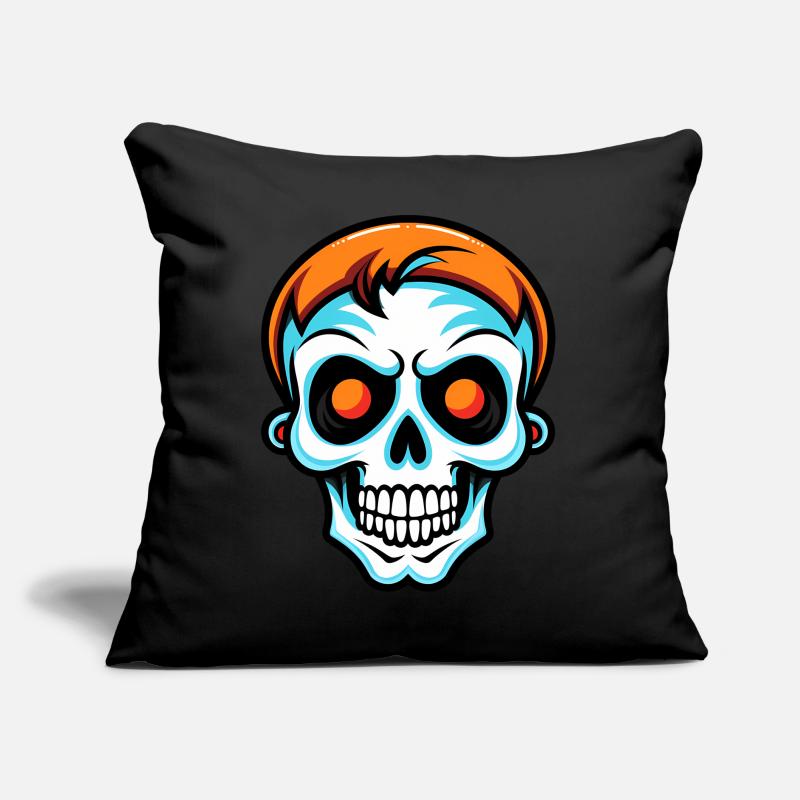 Crâne d’Halloween mignon Coussin et housse de 45 x 45 cm