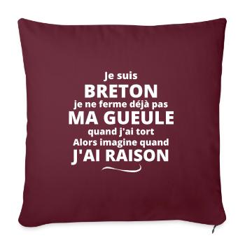 Bretagne, Bretagne humour, je suis Breton - Coussin et housse de 45 x 45 cm - bordeaux - Devant