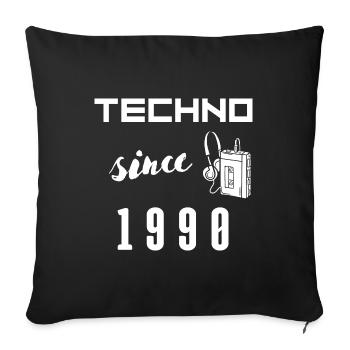 Techno depuis 1990 - Coussin et housse de 45 x 45 cm - noir - Devant