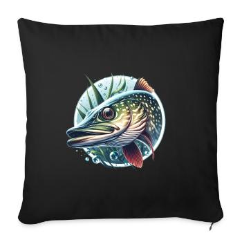 Pike Predator Fishing - Sofa pillow with filling 45cm x 45cm - black - Front