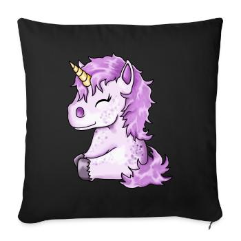 Poulain licorne rose mignon - Coussin et housse de 45 x 45 cm - noir - Devant