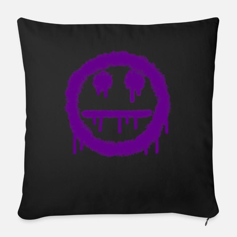 smilie mep zeraufen lila - Coussin et housse de 45 x 45 cm - noir