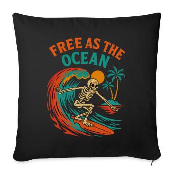 Free as the Ocean – Surfer-Skull Vibes - Sofa pillow with filling 45cm x 45cm - black - Front