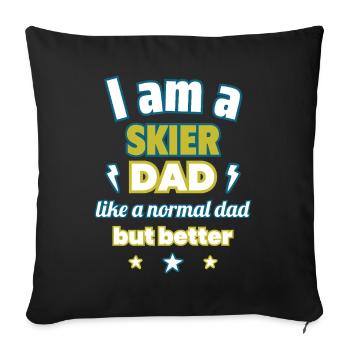 Papa SKIER, Cadeau de fête des pères, Ski, Sports - Coussin et housse de 45 x 45 cm - noir - Devant