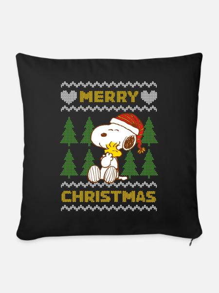 Peanuts Snoopy Merry Christmas - Sofakissen mit Füllung 45 x 45 cm - Schwarz