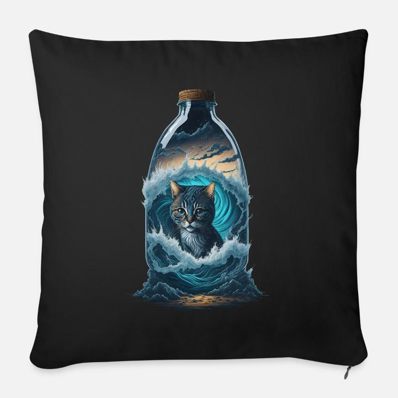Katze Flasche - Sofakissen mit Füllung 45 x 45 cm - Schwarz