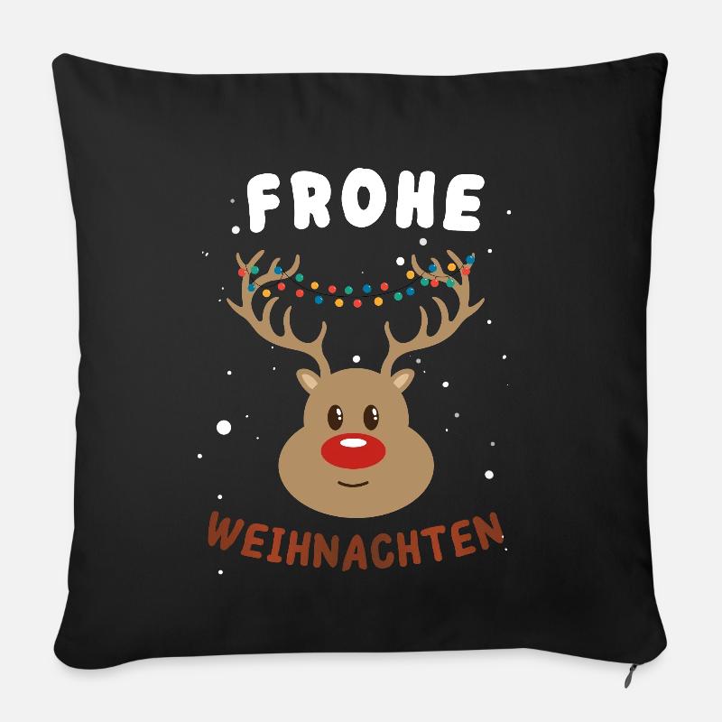 Festlicher Rudolf Rentier Weihnachtspullover - Sofakissen mit Füllung 45 x 45 cm - Schwarz
