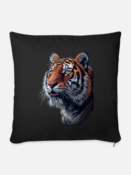 Tiger im Seitenprofil - Sofakissen mit Füllung 45 x 45 cm - Schwarz