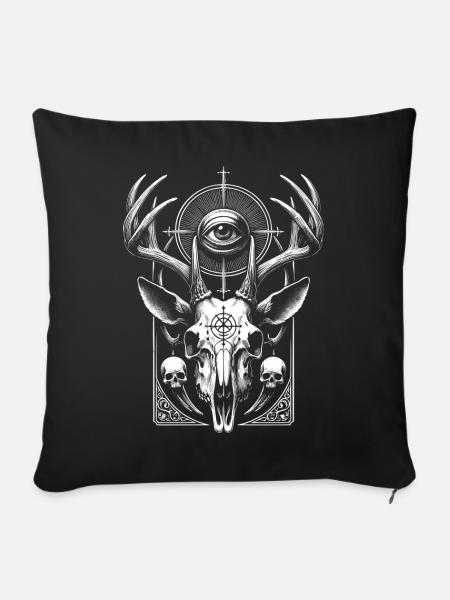 Hirschschädel 3 - Sofakissen mit Füllung 45 x 45 cm - Schwarz