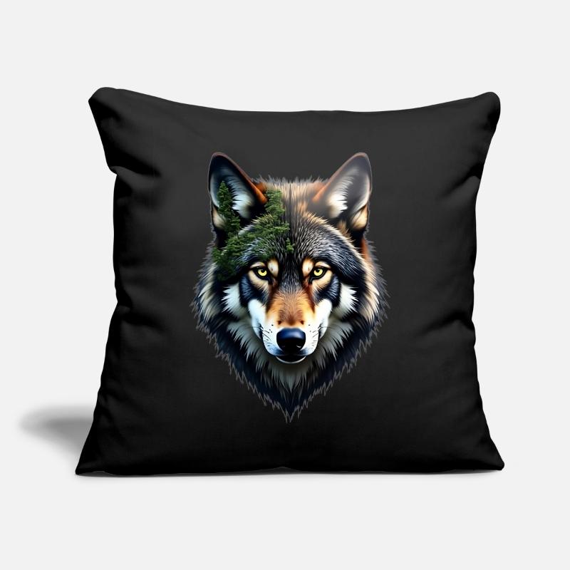 Wolf Kopf Sofakissen mit Füllung 45 x 45 cm