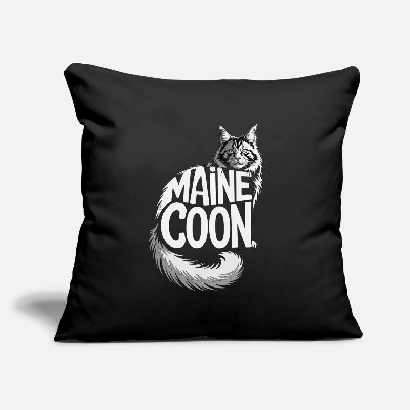 Maine Coon Cat Illustration Design Coussin et housse de 45 x 45 cm