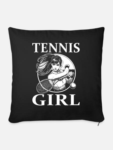 Tennis Girl – Stylisches Design - Sofakissen mit Füllung 45 x 45 cm - Schwarz