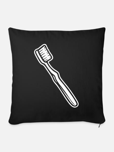 Zahnbürste Design – Sauber & Lustig - Sofakissen mit Füllung 45 x 45 cm - Schwarz
