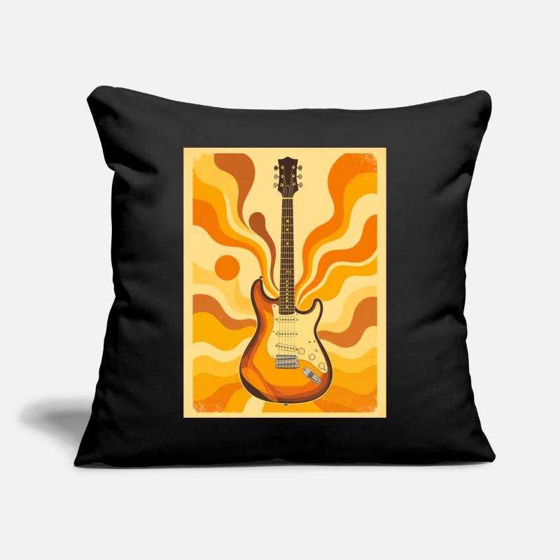 Psychedelische Retro-Gitarre mit lebendigen Siebzigern Sofakissen mit Füllung 45 x 45 cm