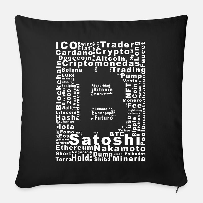 Satoshi Nakamoto Crypto Collage - Sofa pillow with filling 45cm x 45cm - black