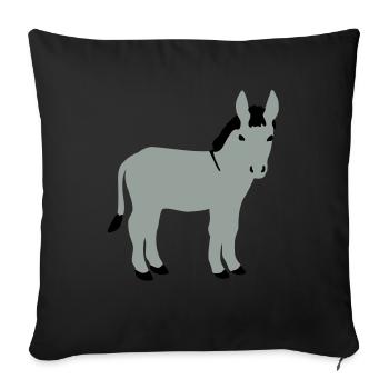 Eselchen Vektor vorn - Sofakissen mit Füllung 45 x 45 cm - Schwarz - Vorne