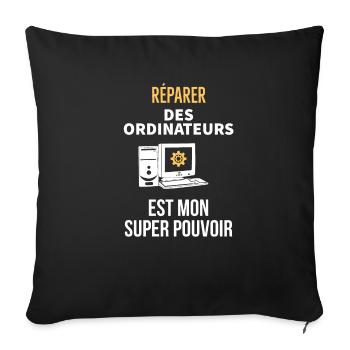 Réparer des ordinateurs - Coussin et housse de 45 x 45 cm - noir - Devant