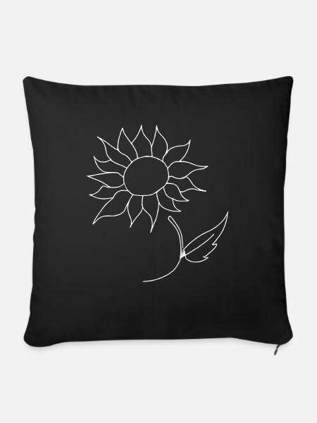 Sonnenblume Oneline Weiß - Sofakissen mit Füllung 45 x 45 cm - Schwarz